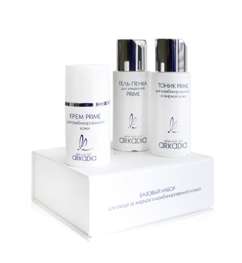 Arkadia Базовый набор для ухода за жирной и комбинированной кожей, 50/50/15 мл
