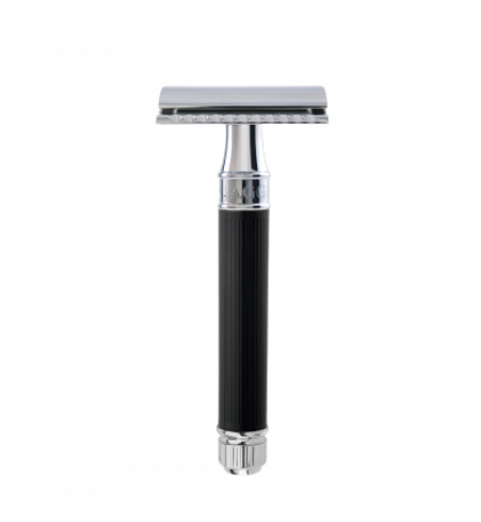 Т-образный станок Edwin Jagger DE86RC14BL, хром, черное резиновое покрытие