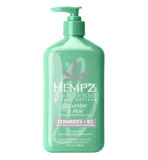 Hempz Beauty Actives Cucumber & Aloe Moisturizer / Молочко для тела с церамидами и В3 Огурец и Алое, 500 мл
