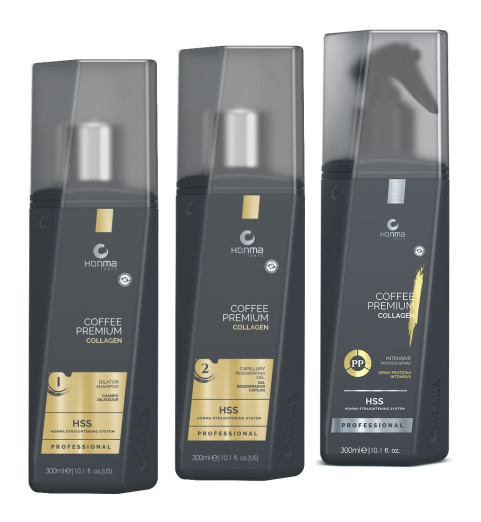 Honma Tokyo Набор для выпрямления волос Coffee Premium Сollagen, 3*300 мл